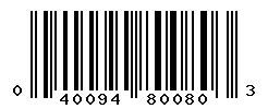 UPC barcode number 040094800803