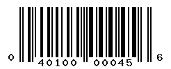 UPC barcode number 040100000456