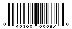 upc 040100000678 barcode image