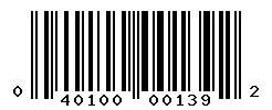 upc 040100001392 barcode image