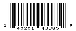 UPC barcode number 040201433658