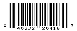 UPC barcode number 040232204166