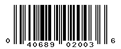 UPC barcode number 040689020036