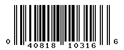 UPC barcode number 040818103166