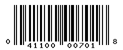 UPC barcode number 041100007018