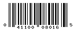 UPC barcode number 041100080165