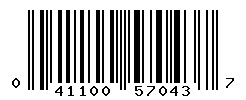 UPC barcode number 041100570437