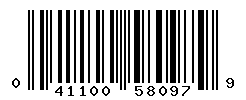 UPC barcode number 041100580979