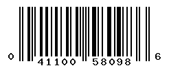 UPC barcode number 041100580986