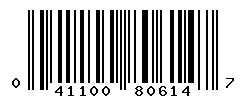 UPC barcode number 041100806147