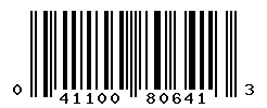 UPC barcode number 041100806413