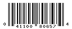 UPC barcode number 041100806574