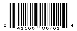 UPC barcode number 041100807014