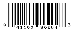 UPC barcode number 041100809643