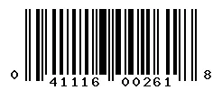 UPC barcode 041116002618
