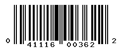 UPC barcode 041116003622