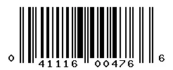 UPC barcode 041116004766