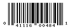 UPC barcode 041116004841