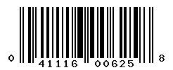 UPC barcode number 041116006258