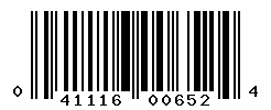 UPC barcode number 041116006524