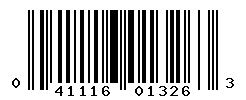 UPC barcode number 041116013263
