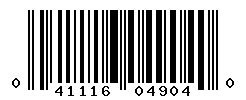 UPC barcode number 041116049040