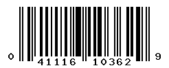 upc 041116103629 barcode image