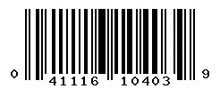 UPC barcode 041116104039