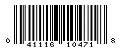 UPC barcode 041116104718
