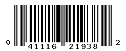 upc 041116219382 barcode image