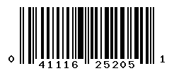 upc 041116252051 barcode image