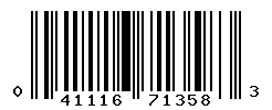 UPC barcode number 041116713583