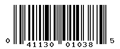 UPC barcode number 041130010385