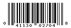 UPC barcode 041130027048