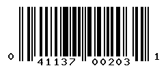 UPC barcode number 041137002031