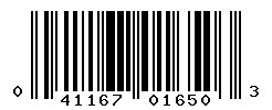 UPC barcode number 041167016503