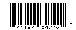 UPC barcode number 041167043202