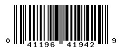 UPC barcode number 041196419429