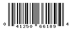 UPC barcode number 041250661894