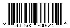 UPC barcode number 041250666714