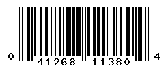 upc 041268113804 barcode image