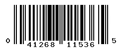 UPC barcode 041268115365