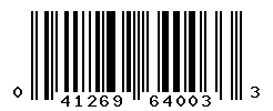 UPC barcode number 041269640033