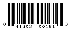 UPC 041303001813 barcode image
