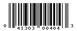 UPC barcode number 041303004043