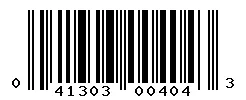UPC 041303004043 barcode image