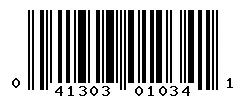 UPC barcode 041303010341