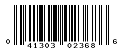 UPC barcode number 041303023686