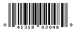 UPC barcode number 041318020489