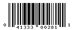 UPC barcode number 041333002811